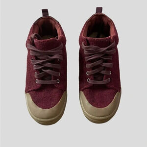 Toms Lenny Mid Top Sneaker Shoe Red Burgundy Wool Kids Girls Boys Size 1